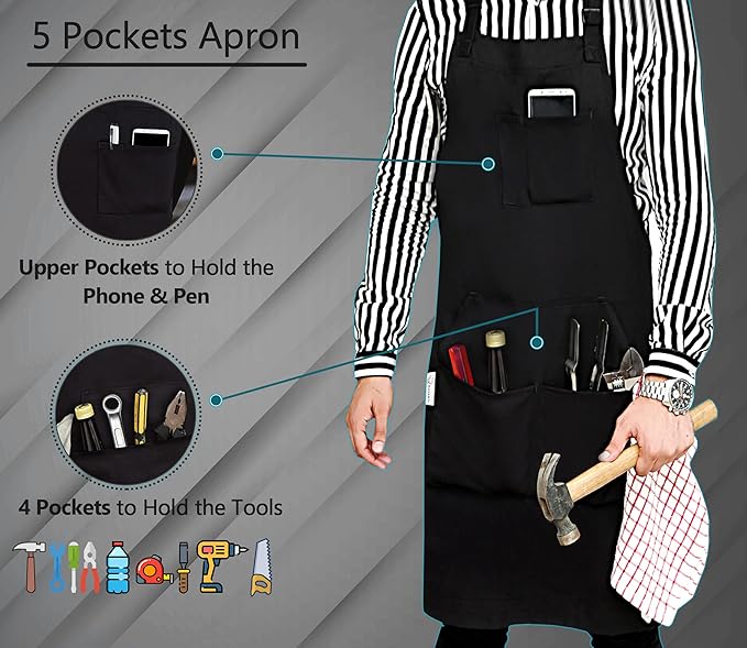 Men's oil-proof and waterproof work apron - Image 3